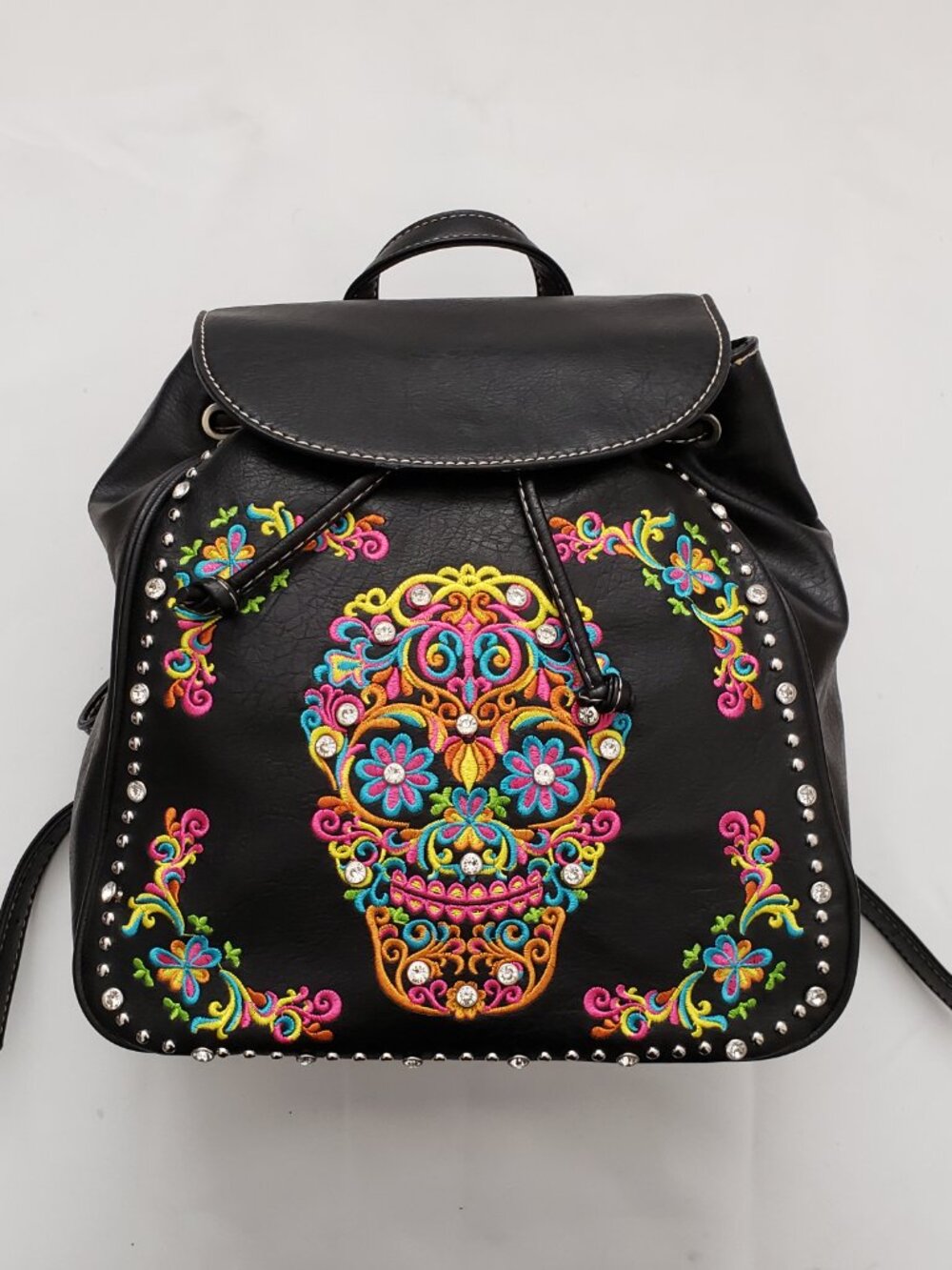 Montana West sugar skull backpack purse Dia De Los Muertos rhinestone vegan